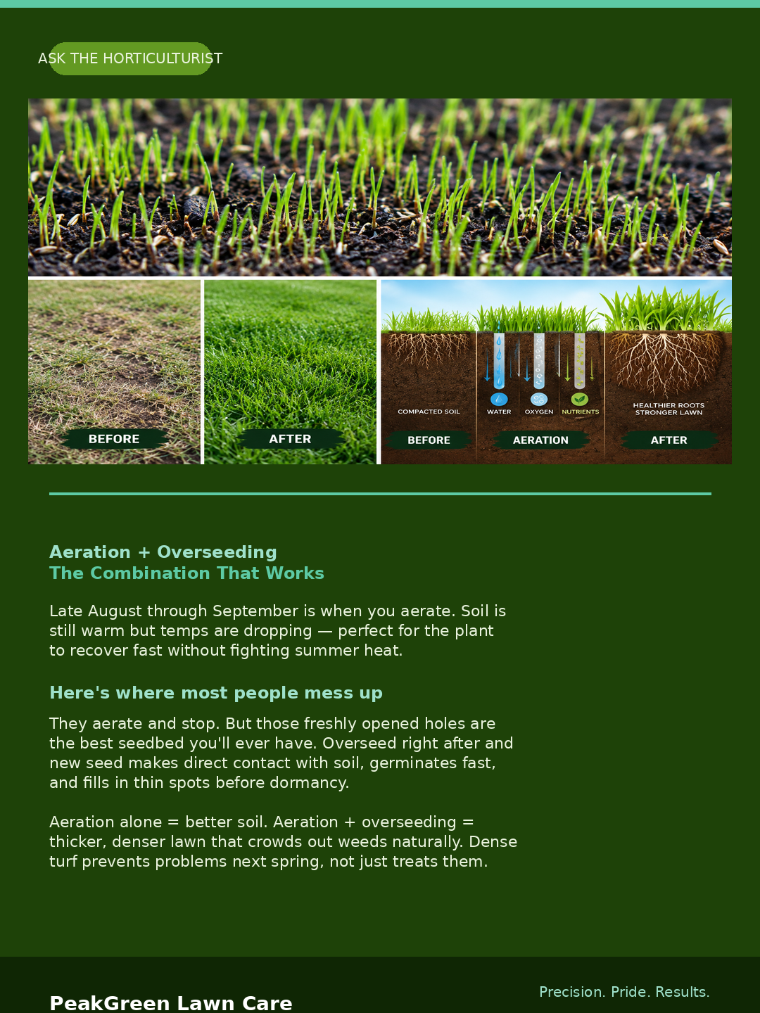 Core aeration and overseeding before and after — Minnesota lawns